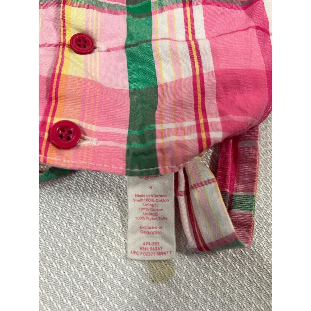 Gymborree Plaid Sundress Size 5 Pink Green Cotton Tulle Girls‎